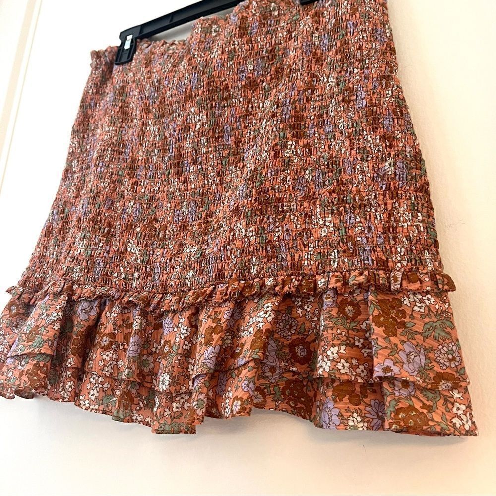 Veronica Beard MELODIE FLORAL-PRINT SMOCKED SKIRT IN CORAL Size 12 NWT - Picture 9 of 11
